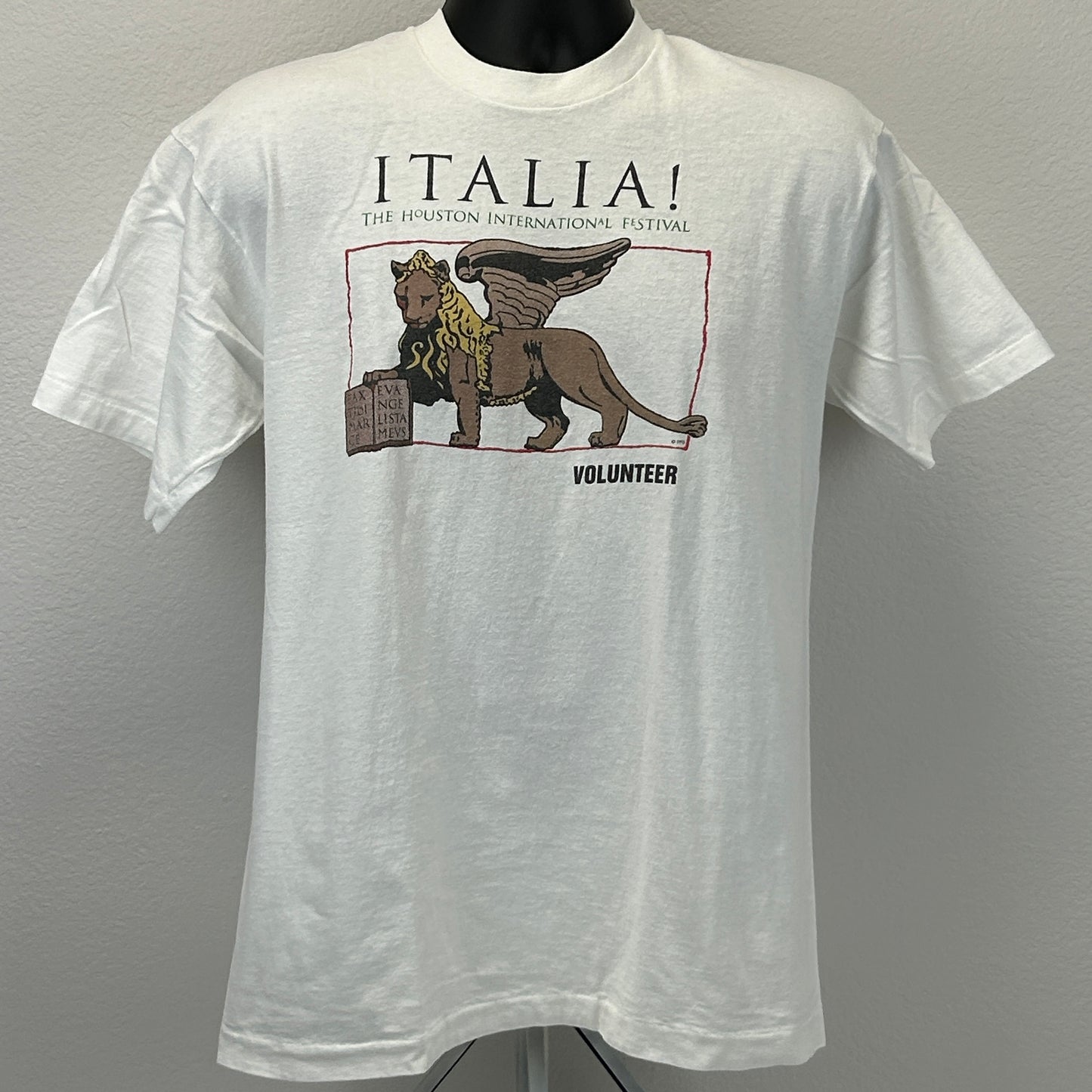 复古休斯顿国际节 T 恤男式大号意大利 Italia 白色