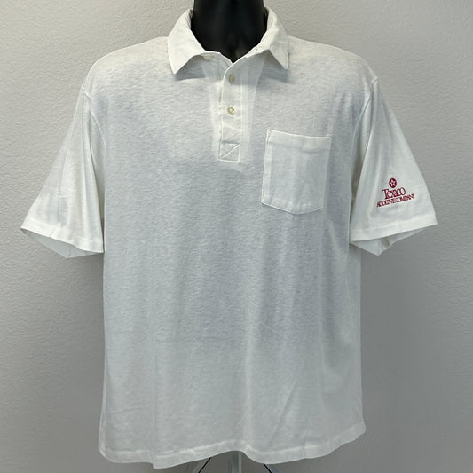 复古德士古 Polo T 恤男式加大号添加剂公司汽油 90 年代美国白色