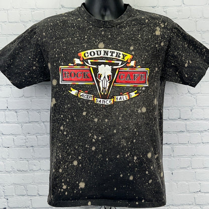 Vintage 90s Country Rock Cafe Bull Skull Western T Shirt Single Stitch Black M