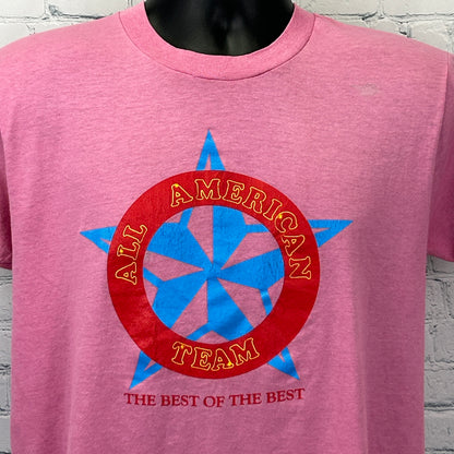 Vintage 80s McDonalds All American Team T Shirt Pink Houston USA Mens M Medium