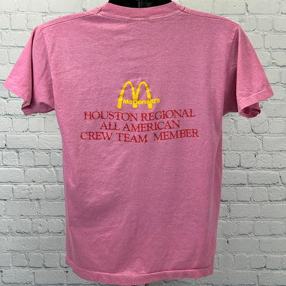 Vintage 80s McDonalds All American Team T Shirt Pink Houston USA Mens M Medium
