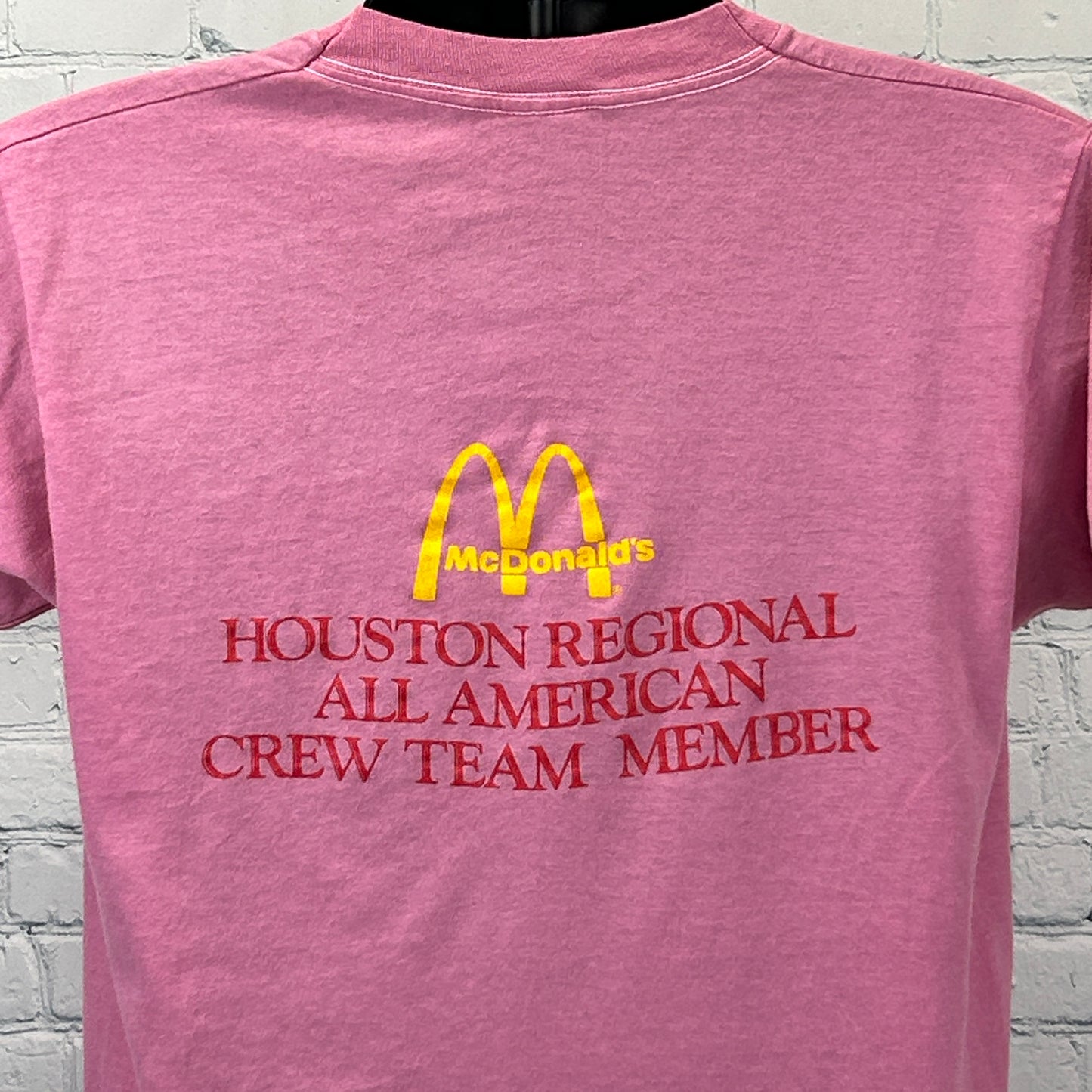 Vintage 80s McDonalds All American Team T Shirt Pink Houston USA Mens M Medium