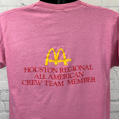Vintage 80s McDonalds All American Team T Shirt Pink Houston USA Mens M Medium
