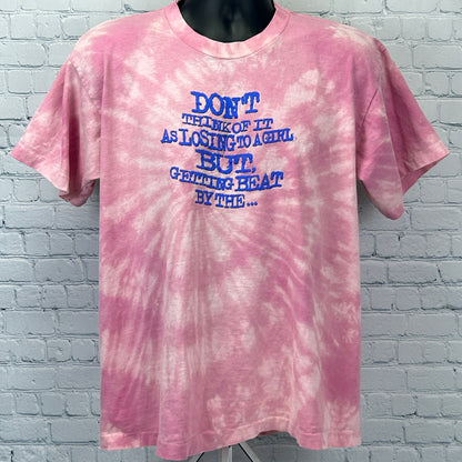 Vintage 90s Girls Kick Butt Softball T Shirt Baseball USA Pink Unisex L Large