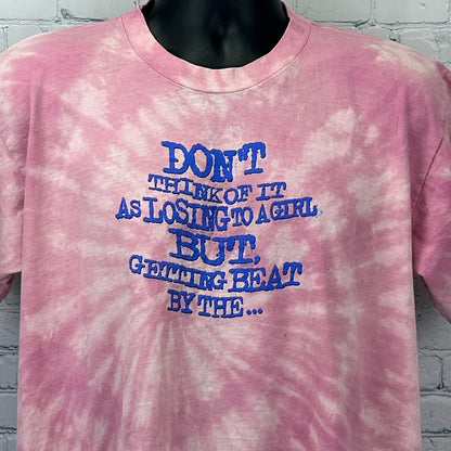 Vintage 90s Girls Kick Butt Softball T Shirt Baseball USA Pink Unisex L Large