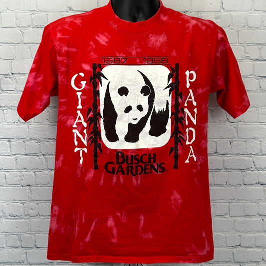 Vintage 80s Busch Gardens Giant Panda Bear T Shirt Red Made In USA Mens M Medium