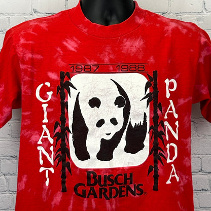 Vintage 80s Busch Gardens Giant Panda Bear T Shirt Red Made In USA Mens M Medium