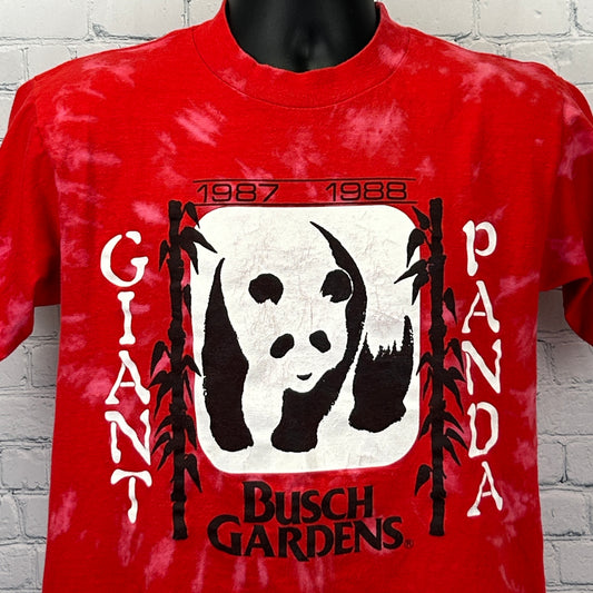 Vintage 80s Busch Gardens Giant Panda Bear T Shirt Red Made In USA Mens M Medium