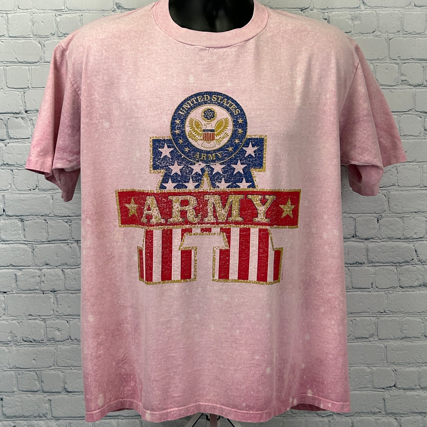 Vintage 90s US Army POW-MIA T Shirt Military United States Pink Mens L Large