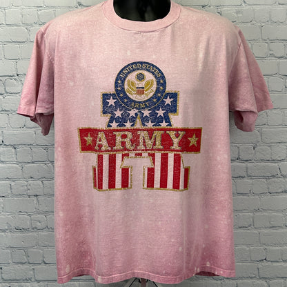 Vintage 90s US Army POW-MIA T Shirt Military United States Pink Mens L Large