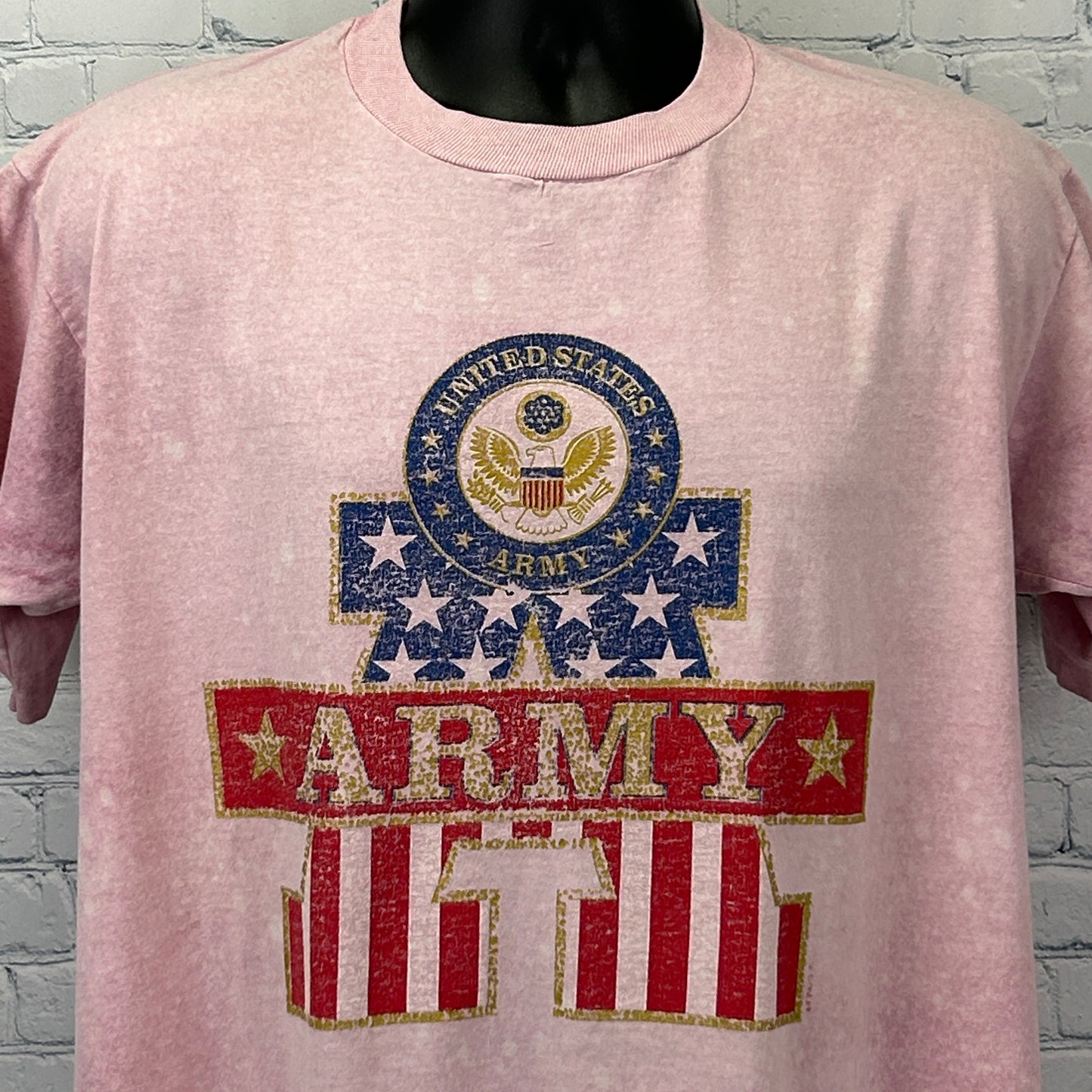 Vintage 90s US Army POW-MIA T Shirt Military United States Pink Mens L Large