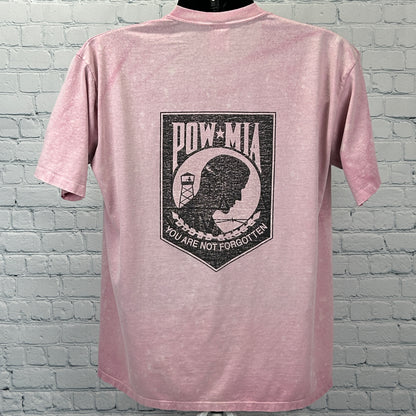 Vintage 90s US Army POW-MIA T Shirt Military United States Pink Mens L Large