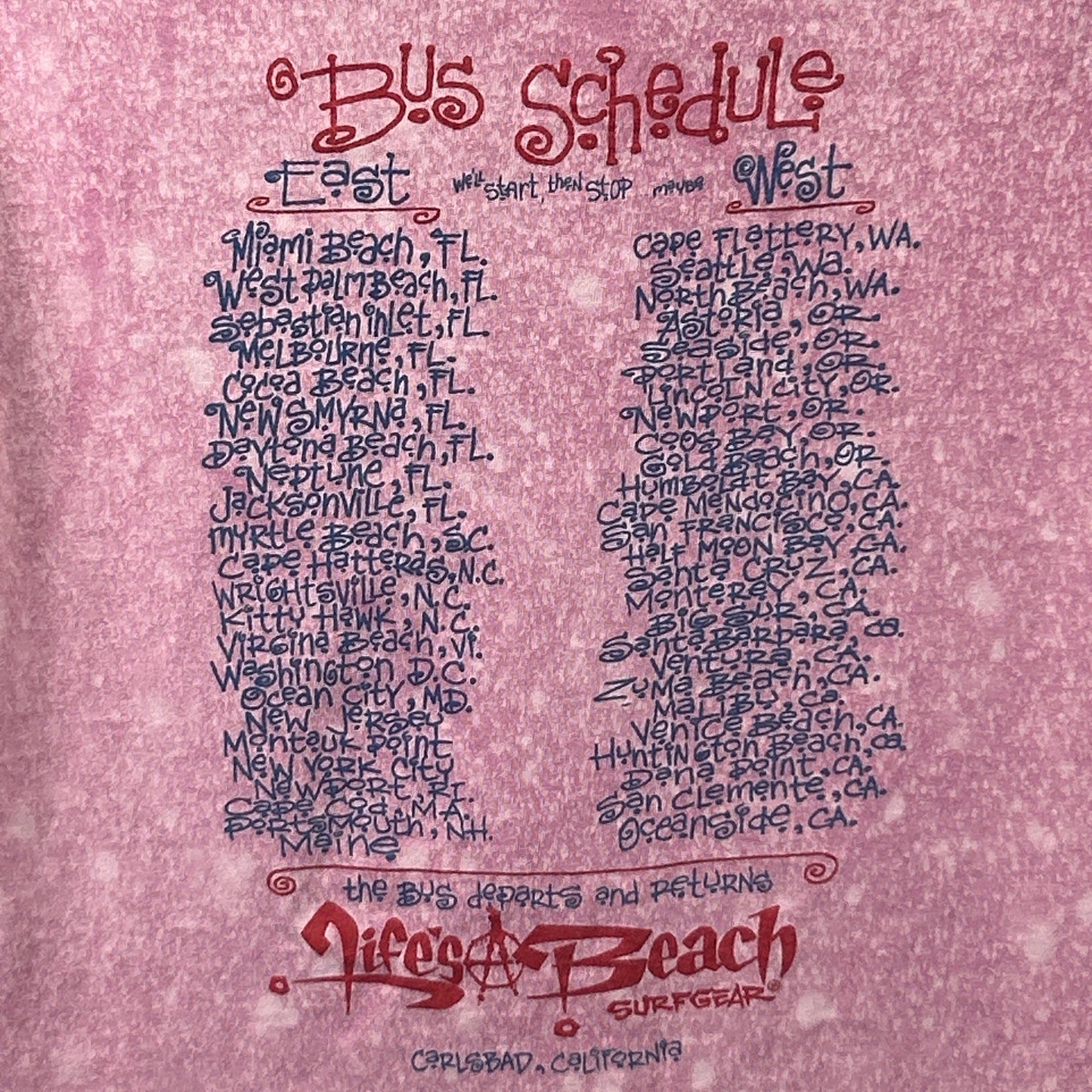 Vintage 90s MTV Rock the Vote Surf and Soul T Shirt Surfrider Pink Mens L Large