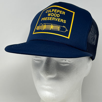Vintage Culpeper Wood Preservers Trucker Hat Baseball Cap Lumber Carpentry Blue
