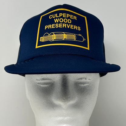 Vintage Culpeper Wood Preservers Trucker Hat Baseball Cap Lumber Carpentry Blue