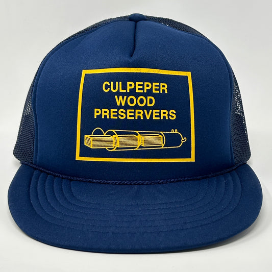 Gorra de béisbol estilo camionero con preservadores de madera Culpeper vintage, color azul, para carpintería