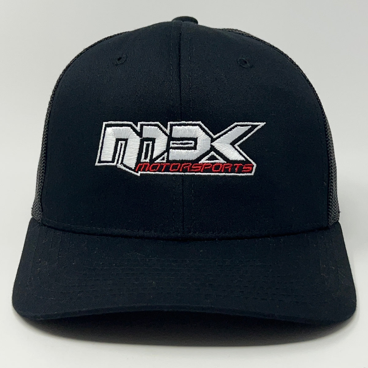 Gorra de béisbol tipo camionero de MDK Motorsports, de malla negra, con 6 paneles y cierre a presión