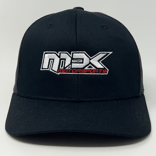 Gorra de béisbol tipo camionero de MDK Motorsports, de malla negra, con 6 paneles y cierre a presión