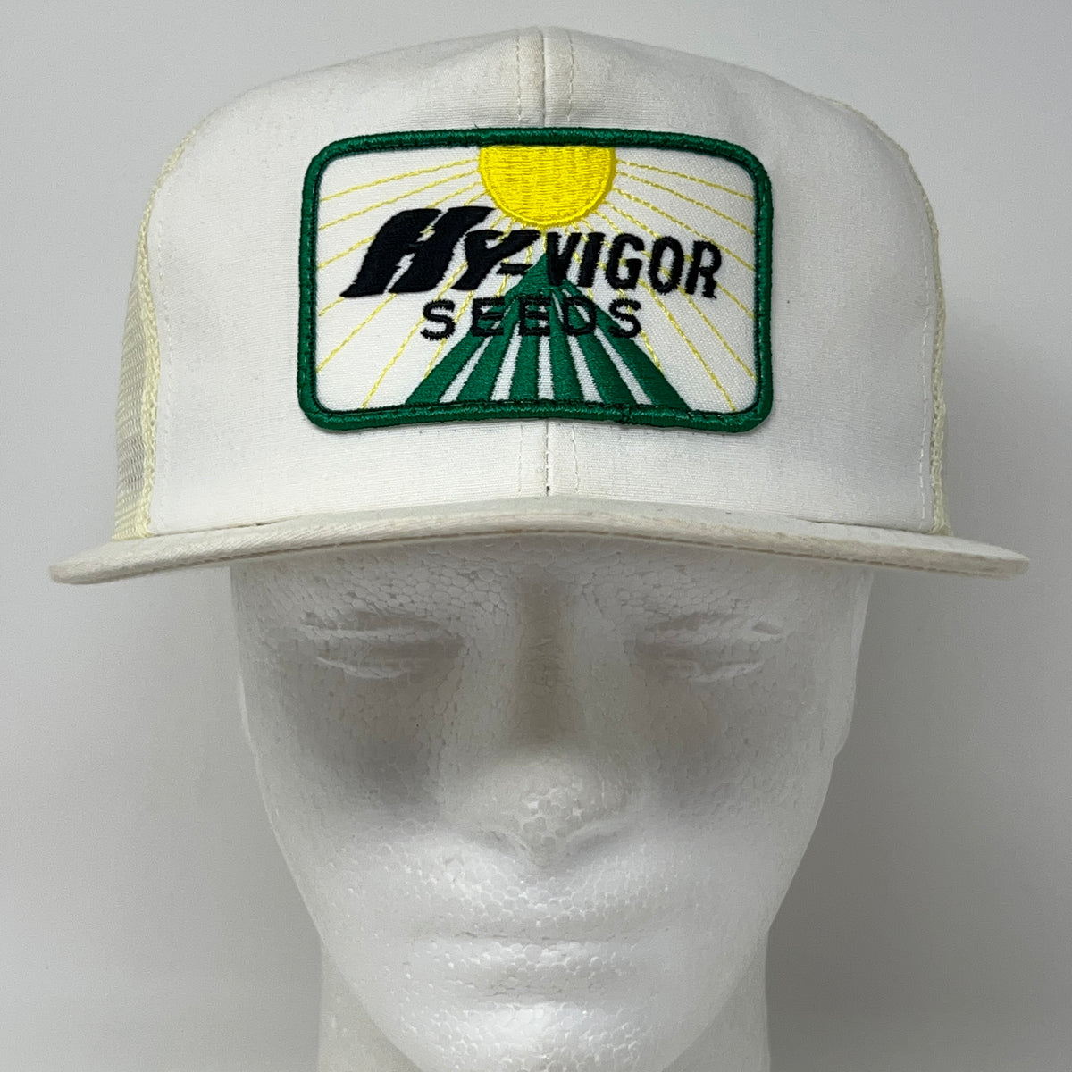 Vintage Hy-Vigor Seeds Trucker Hat Baseball Cap White Farmer Snapback K-Products