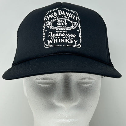 Vintage Jack Daniels Whiskey Trucker Hat Baseball Cap 90s Mesh Snapback Black