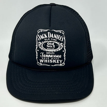 Vintage Jack Daniels Whiskey Trucker Hat Baseball Cap 90s Mesh Snapback Black