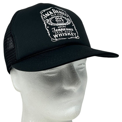 Vintage Jack Daniels Whiskey Trucker Hat Baseball Cap 90s Mesh Snapback Black