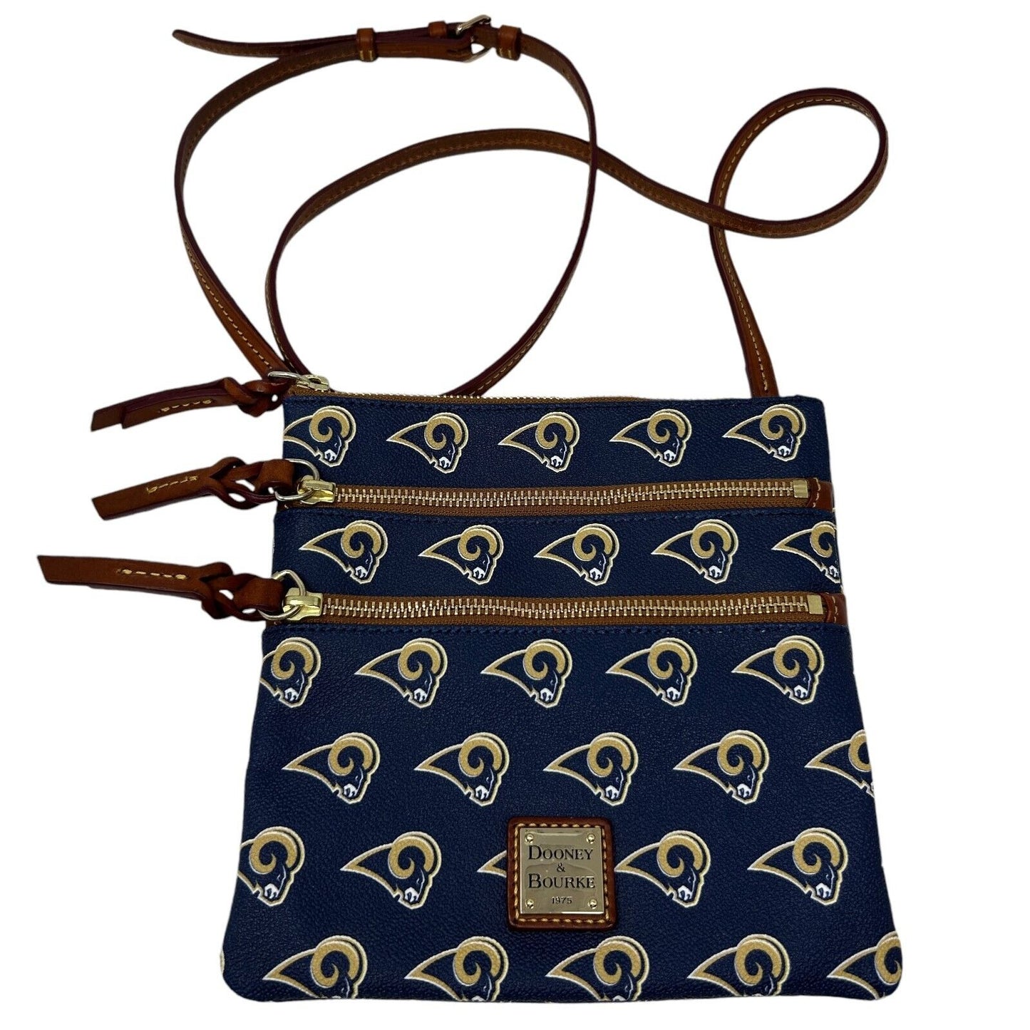 Bolso bandolera Dooney &amp; Bourke Los Angeles LA Rams para mujer, monedero, billetera NFL azul