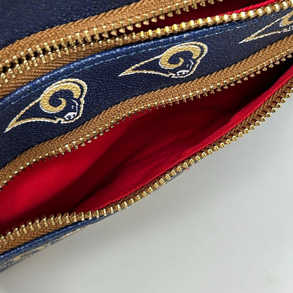 Bolso bandolera Dooney &amp; Bourke Los Angeles LA Rams para mujer, monedero, billetera NFL azul