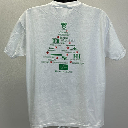 Vintage United Airlines Las Vegas Christmas T Shirt Mens X-Large Santa Tee White