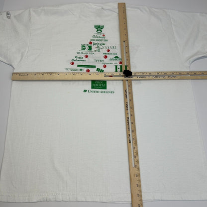 Vintage United Airlines Las Vegas Christmas T Shirt Mens X-Large Santa Tee White