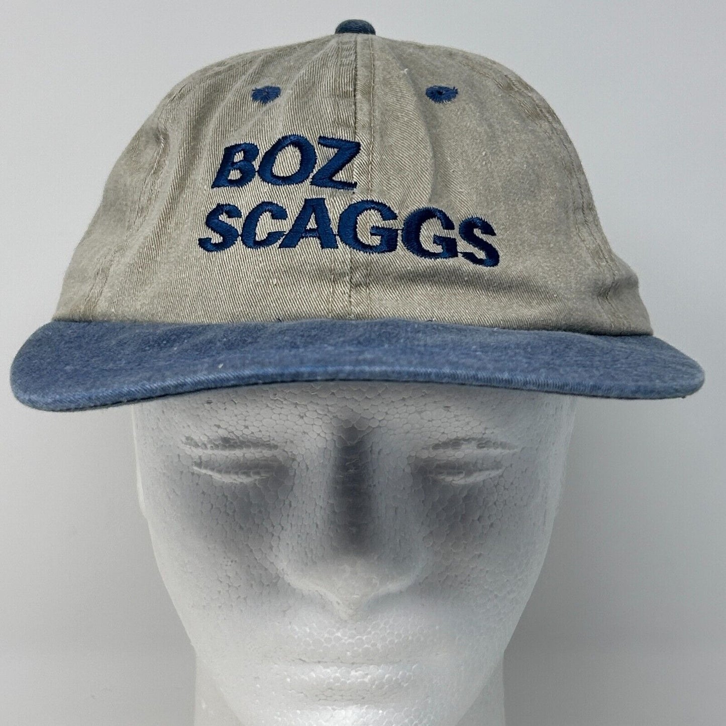 Vintage Boz Scaggs Dad Hat Baseball Cap 90s Blues Jazz Rock Strapback Beige