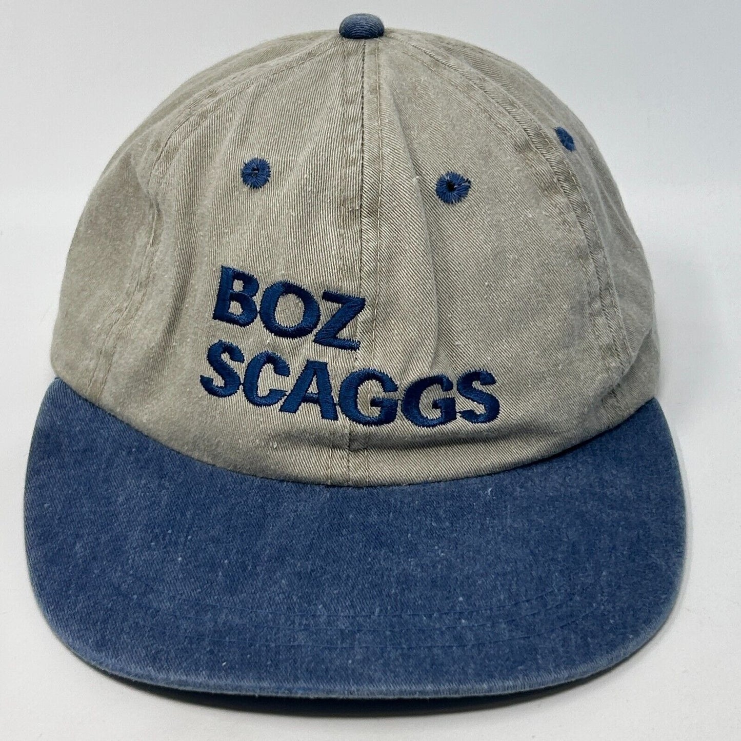 Vintage Boz Scaggs Dad Hat Baseball Cap 90s Blues Jazz Rock Strapback Beige