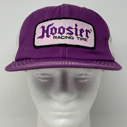 Vintage Hoosier Racing Tire Trucker Hat Baseball Cap Drag Racing USA Made Purple