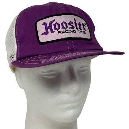 Vintage Hoosier Racing Tire Trucker Hat Baseball Cap Drag Racing USA Made Purple