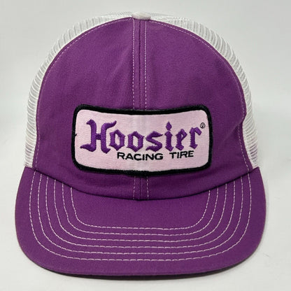 Vintage Hoosier Racing Tire Trucker Hat Baseball Cap Drag Racing USA Made Purple