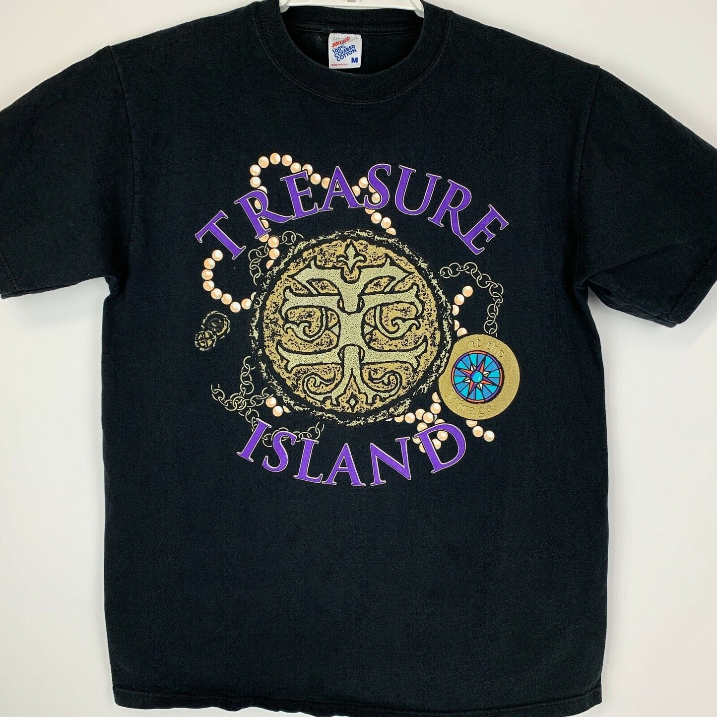 Vintage Treasure Island Las Vegas T Shirt Mens Medium Mirage Casino 90s Black