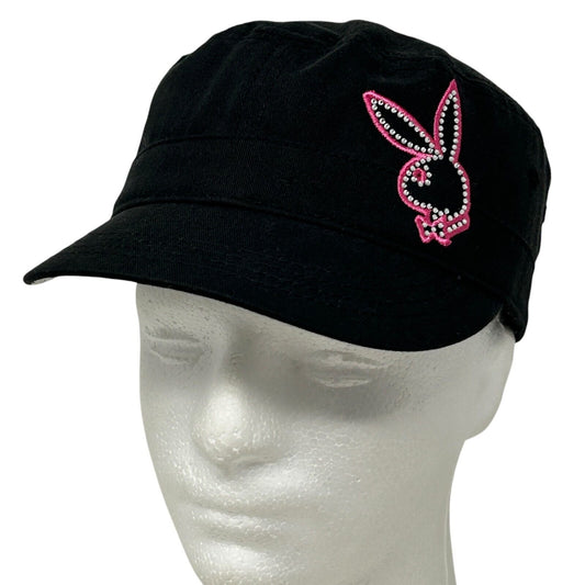 Playboy Bunny Logo Military Cadet Hat Baseball Cap Rhinestones Kepi Army Womens Black