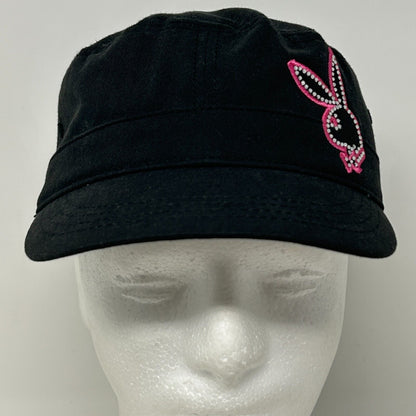 Playboy Bunny Logo Military Cadet Hat Baseball Cap Rhinestones Kepi Army Womens Black