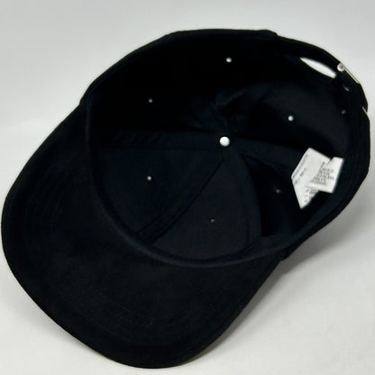 Faux Suede Blank Baseball Hat Cap Solid Six Panel Strapback Black