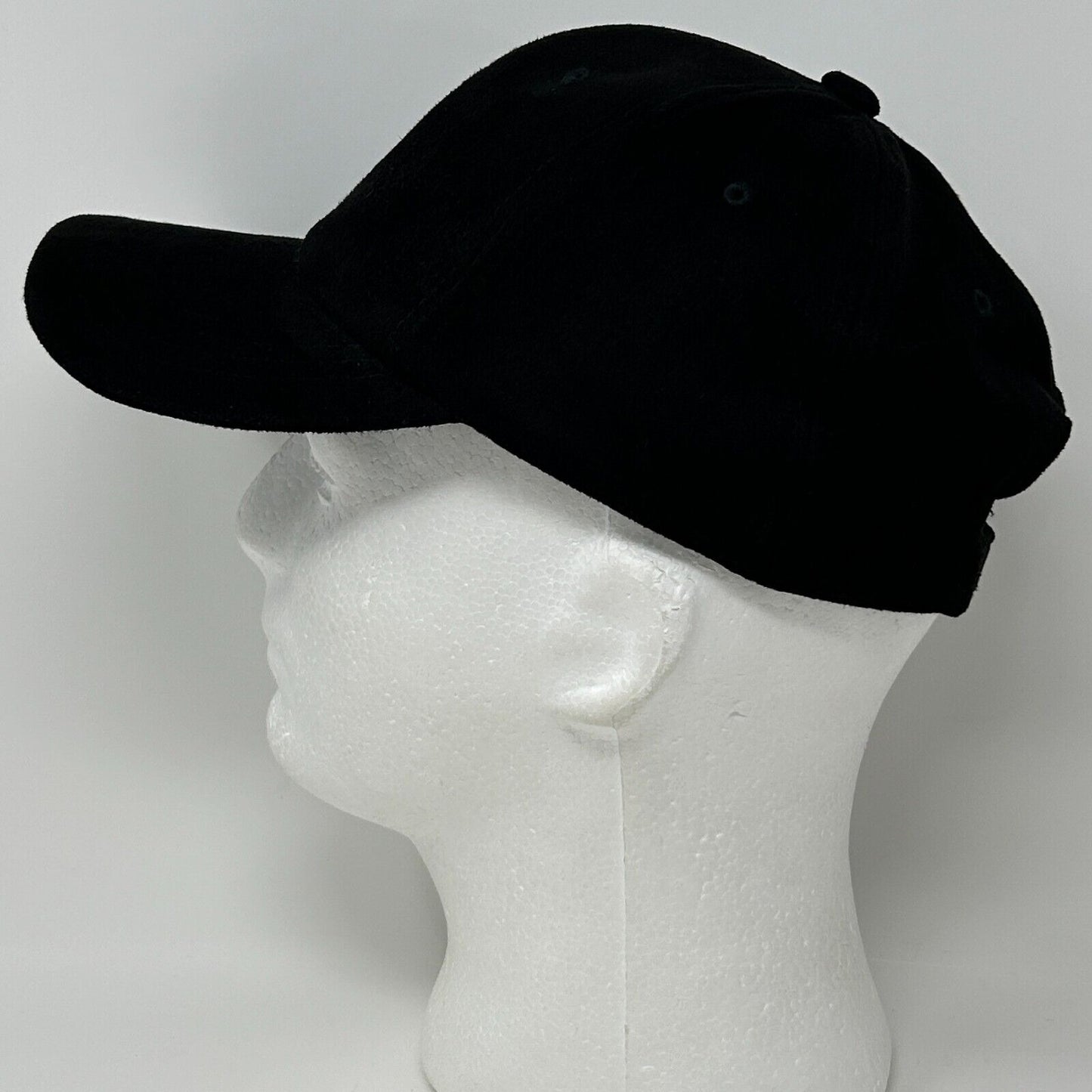 Faux Suede Blank Baseball Hat Cap Solid Six Panel Strapback Black