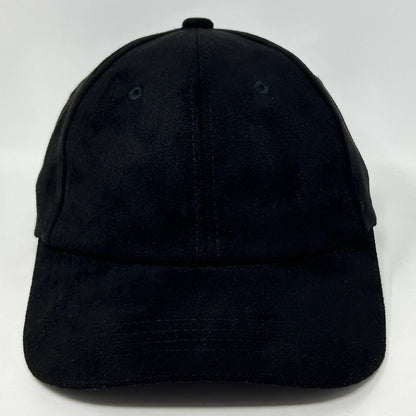 Faux Suede Blank Baseball Hat Cap Solid Six Panel Strapback Black