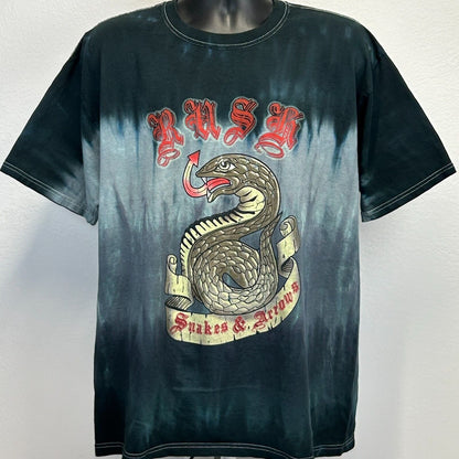 Rush Snakes & Arrows 2007 Tour T Shirt Mens X-Large Liquid Blue Tie Dye Black