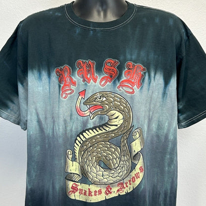 Rush Snakes & Arrows 2007 Tour T Shirt Mens X-Large Liquid Blue Tie Dye Black