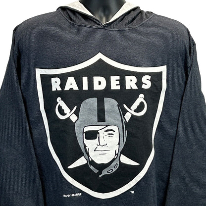 Vintage Las Vegas Raiders Hooded T Shirt Mens Large NFL Long Sleeve Hoodie Gray