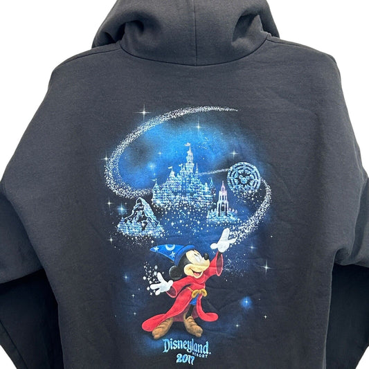 Disneyland Mickey Mouse Hoodie Mens 2XL Sorcerers Apprentice Disney 2017 Black