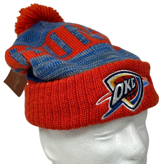 Oklahoma City Thunder Cuffed Pom Pom Beanie Cap Toque Winter Hat NBA Orange