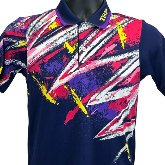 Vintage TSP Table Tennis Polo Shirt Ping Pong JTTA Comecelo Blue Mens XS X-Small