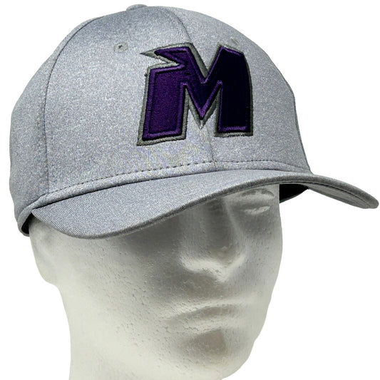 Purple Letter M Baseball Cap Hat Light Gray 6 Panel Snapback Outdoor Cap