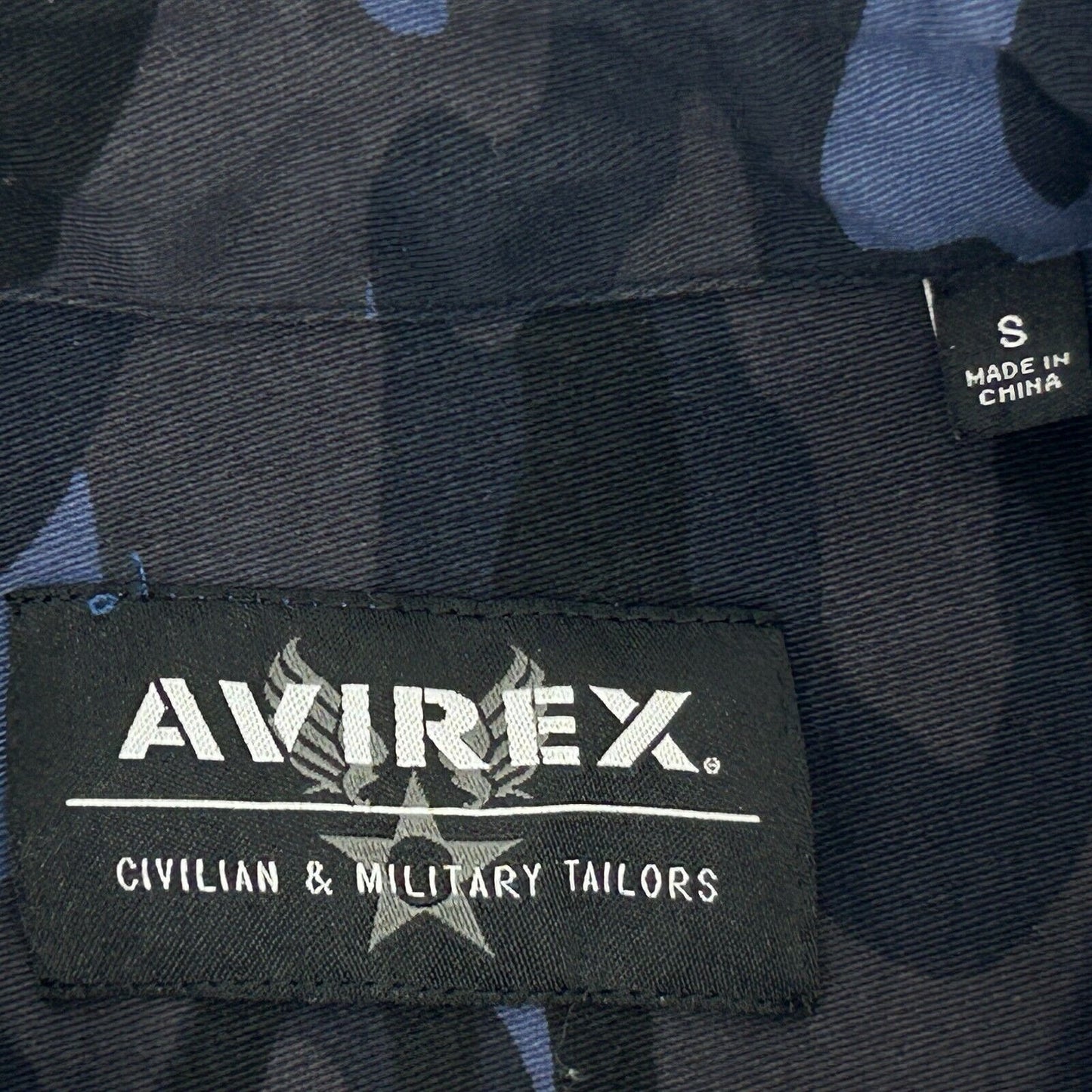 Avirex Camouflage Button Front Shirt Mens Small Military Long Sleeve Camo Blue