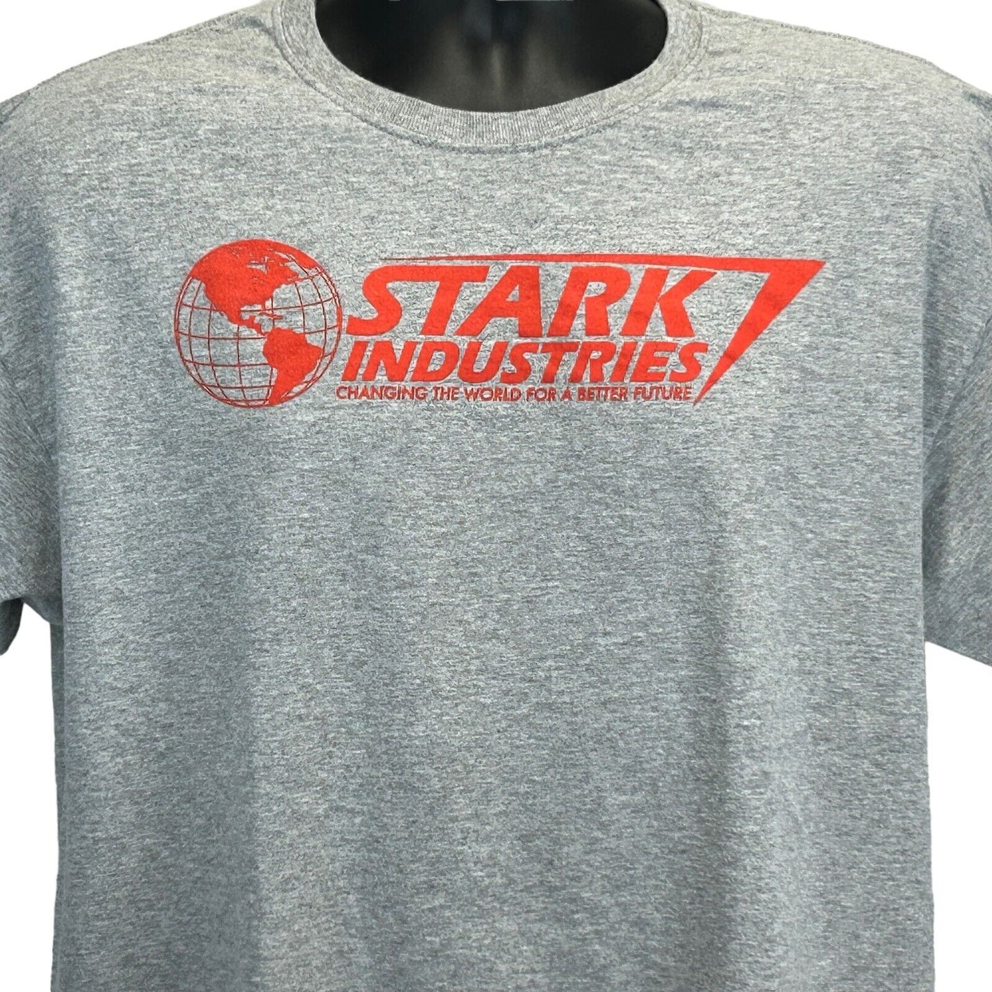 Stark Industries Iron Man T Shirt Mens Large Marvel Universe MCU Comic Book Gray